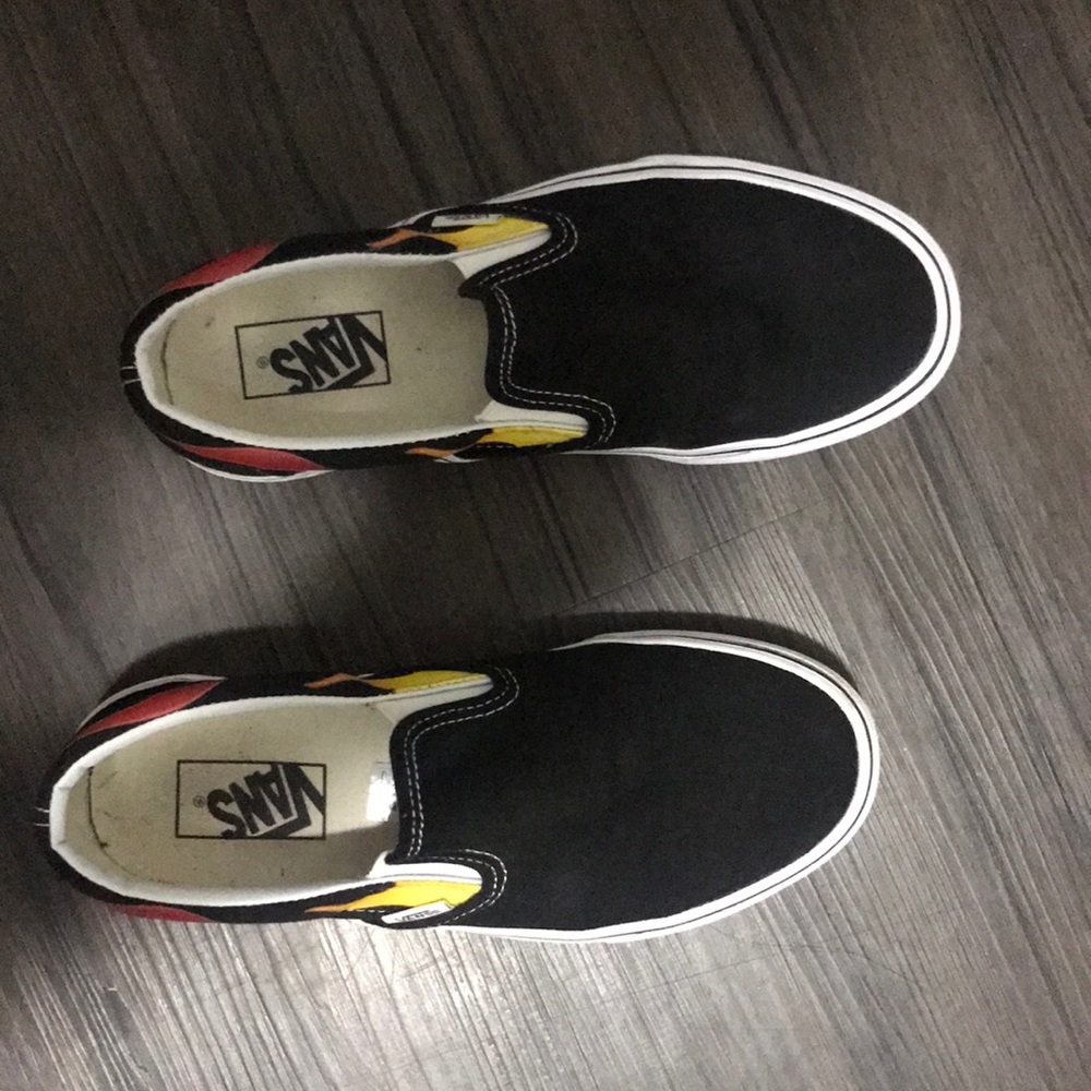 flame slip on vans